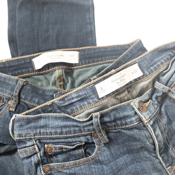 Bundle of Abercrombie Denim SZ 27 Light Wash and Dark Wash Jeans Skinny Leg Low - Picture 2 of 14